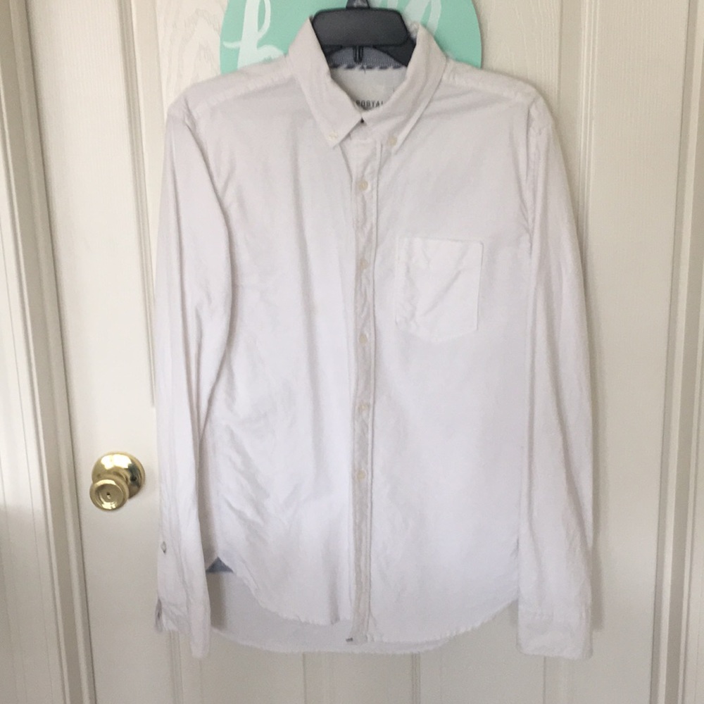 Aeropostale white button down shirt; size small